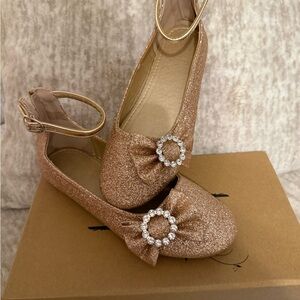 Sparkling Gold Glitter Kids Dress Shoes